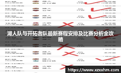 湖人队与开拓者队最新赛程安排及比赛分析全攻略