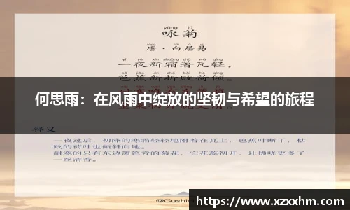 何思雨：在风雨中绽放的坚韧与希望的旅程