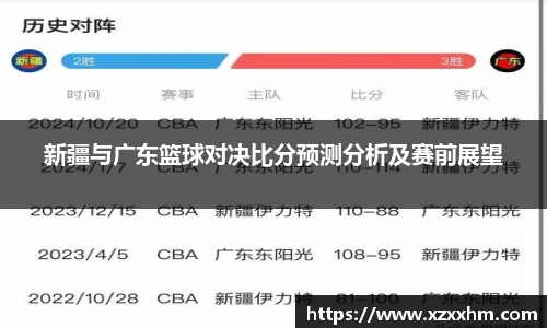 新疆与广东篮球对决比分预测分析及赛前展望